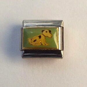 Dalmatian on green enamel 9mm stainless steel italian charm bracelet link new